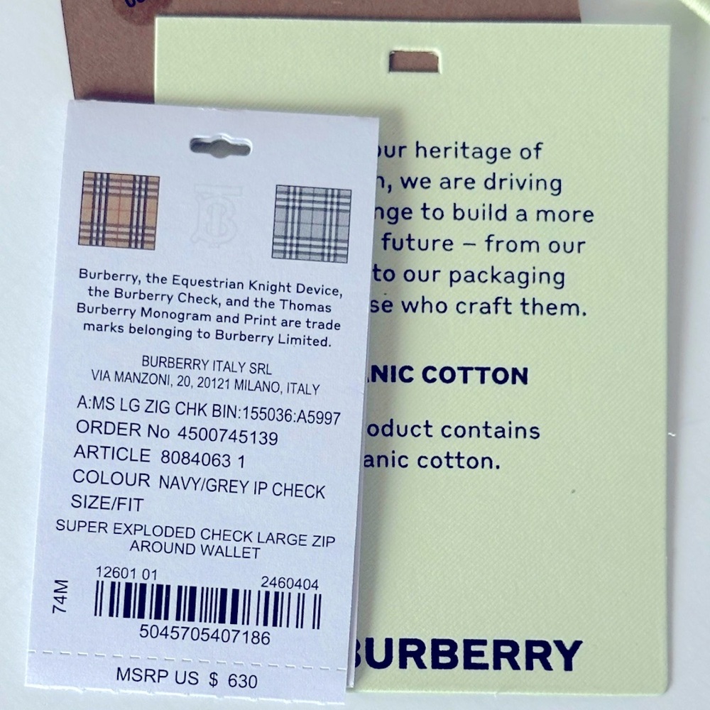 NEW $630 Burberry midnight blue and Red nova Check Wallet - Picture 7 of 9